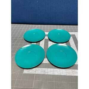 Lot 4‎ MCM Green Blue Melamine Teacup Plates Saucers